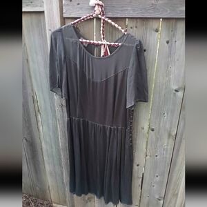 Ghost London Unique Dress Satin and Semi Sheer Charcoal Size Large